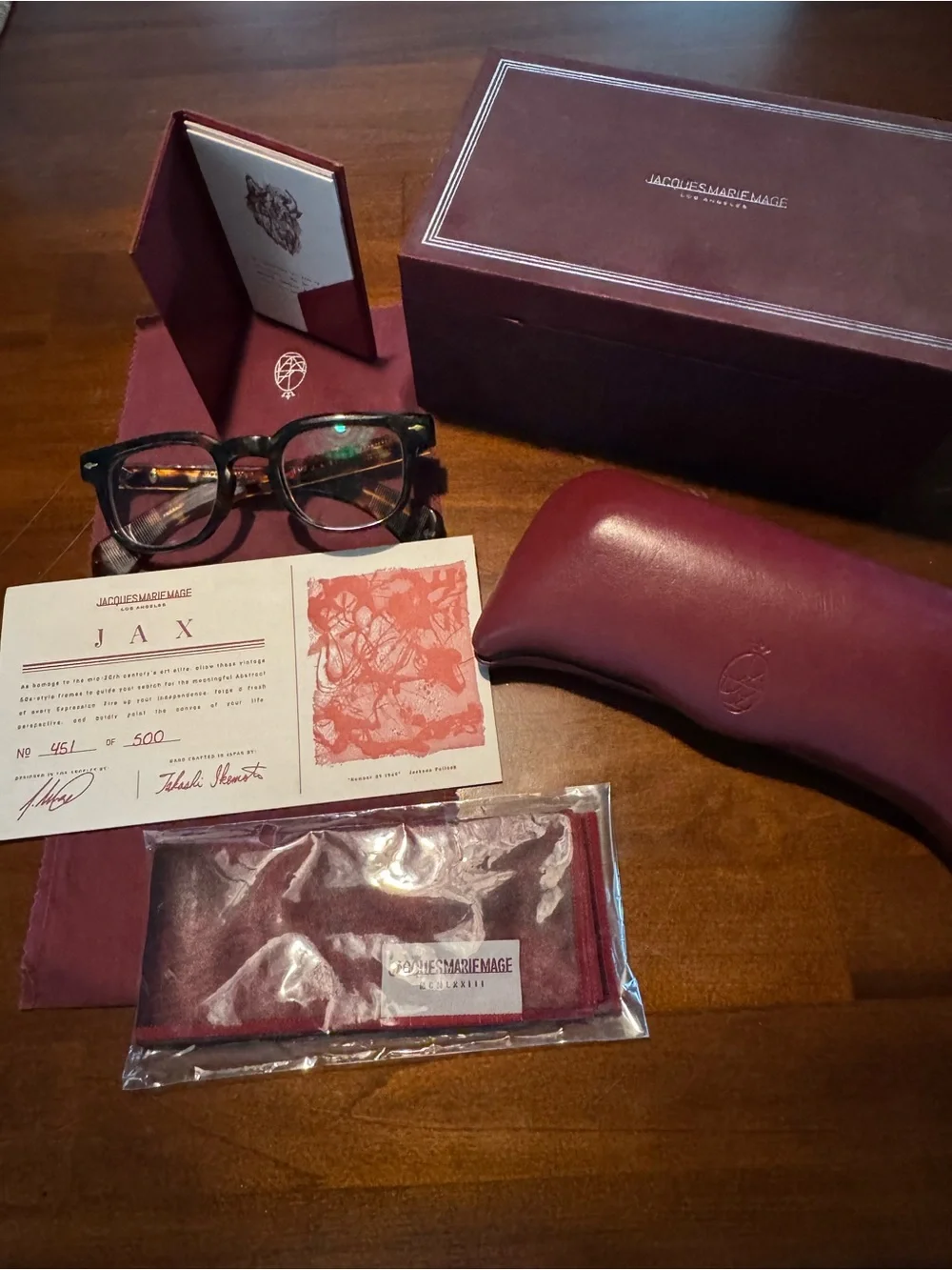 Jacques Marie Mage Brown Tortoiseshell JAX Glasses, original packaging